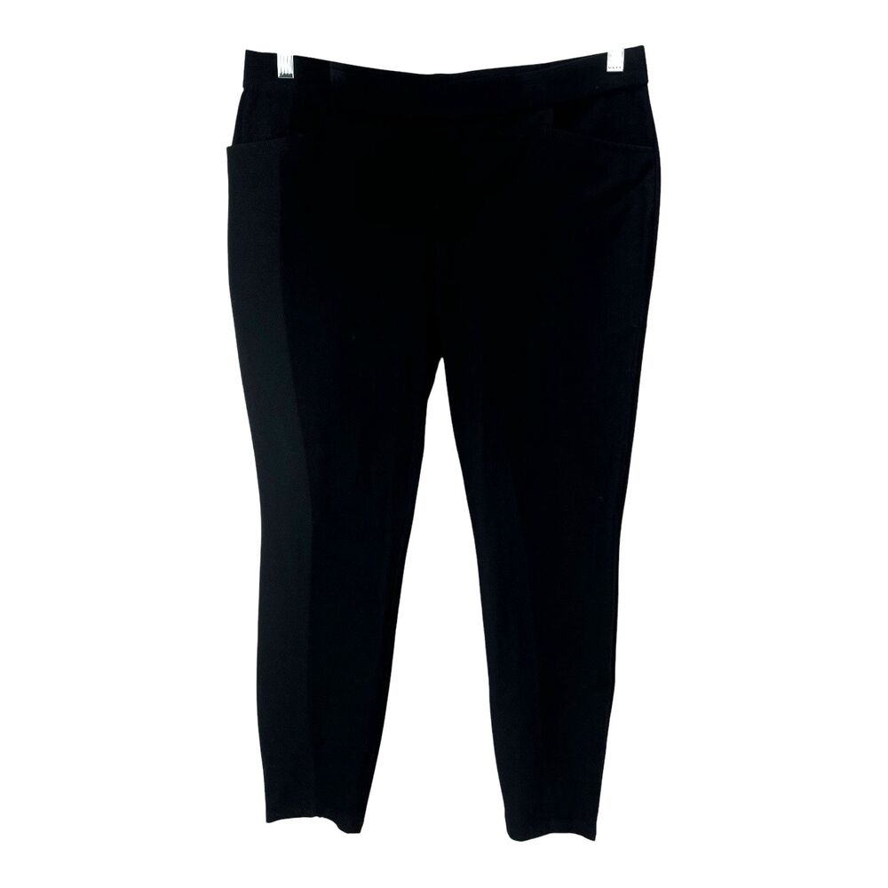 Eileen Fisher Pull On Washable Stretch Crepe Ankle Zip Pants Black PL Viscose